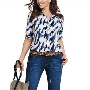 Cabi printed pleated blouse